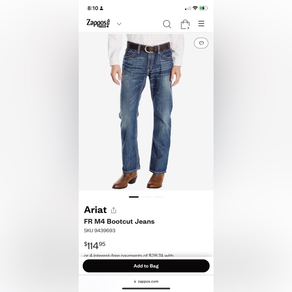 NWT Ariat FR M4 Bootcut Jeans